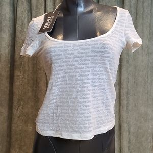 Versace white shirt Med. w/ logo in the fabric NWT